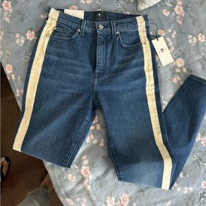 7 For All Mankind High-Rise Side Stripe Jeans 27